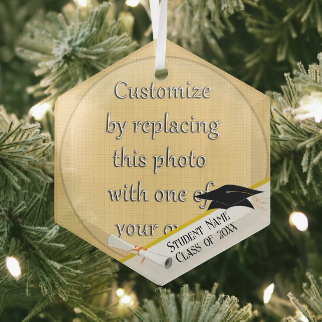 Add a Photo Graduation Glass Ornament (Insitu)