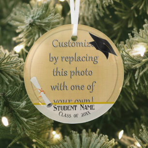Add a Photo Graduation Glass Ornament