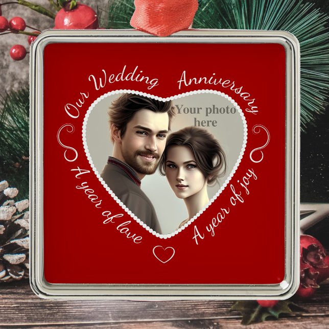 Add a Photo to Romantic Heart Cutout Metal Ornament (Creator Uploaded)