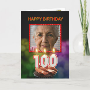 Add a picture, 100th Birthday card with Candles
