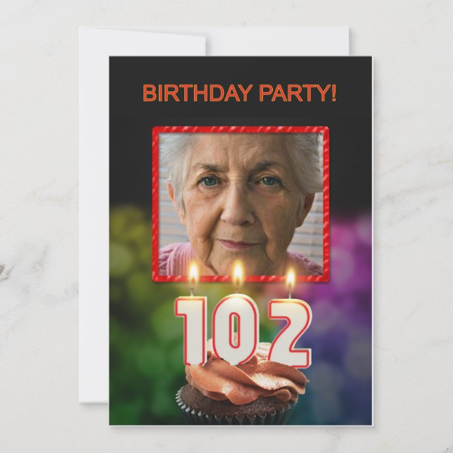 Add a picture, 102nd Birthday party Invitation (Front)
