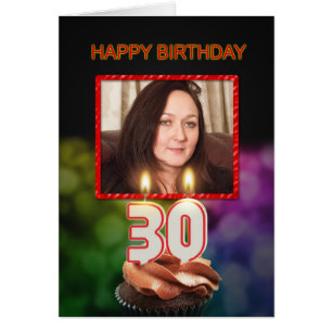 Add a picture, 30th Birthday with cake and candles