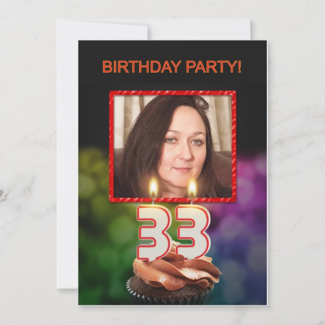 Add a picture, 33rd Birthday party Invitation (Front)