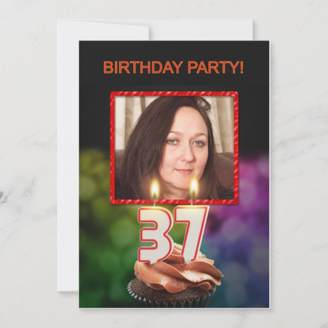 Add a picture, 37th Birthday party Invitation (Front)