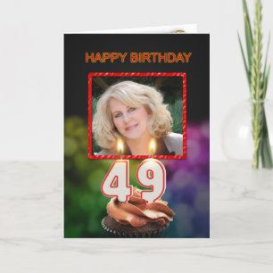 Add a picture, 49th Birthday with cake and candles Card