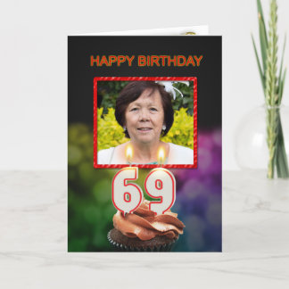 Add a picture, 69th Birthday card with Candles