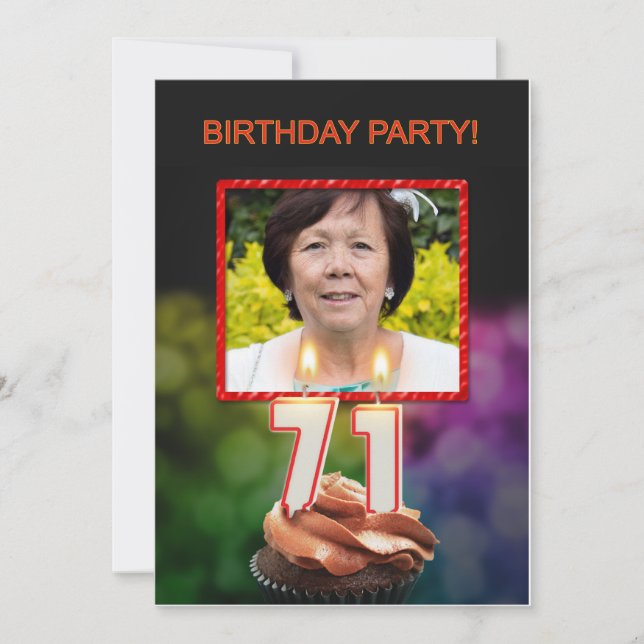 Add a picture, 71st Birthday party Invitation (Front)