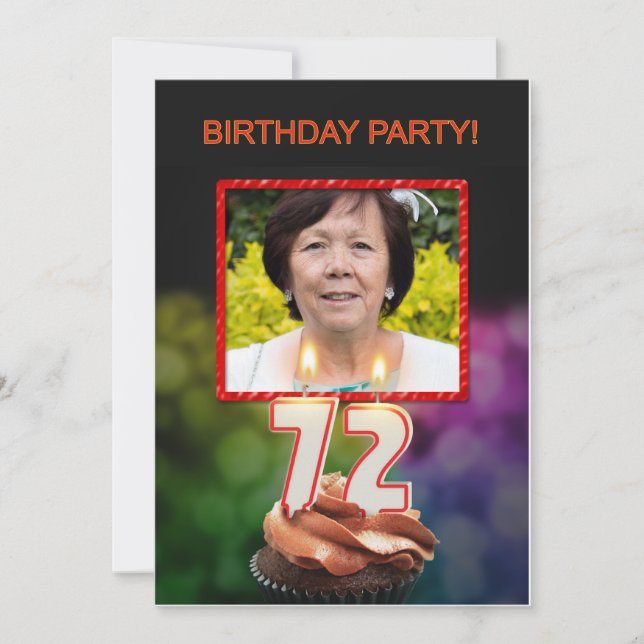 Add a picture, 72nd Birthday party Invitation (Front)