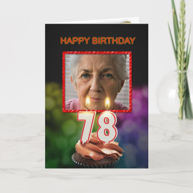 Add a picture, 78th Birthday card with Candles (Front)