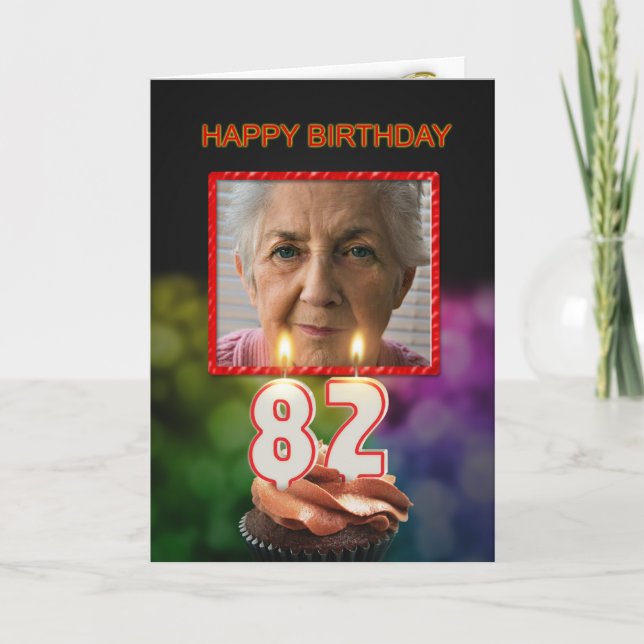 Add a picture, 82nd Birthday card with Candles (Front)