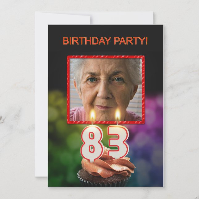 Add a picture, 83rd Birthday party Invitation (Front)