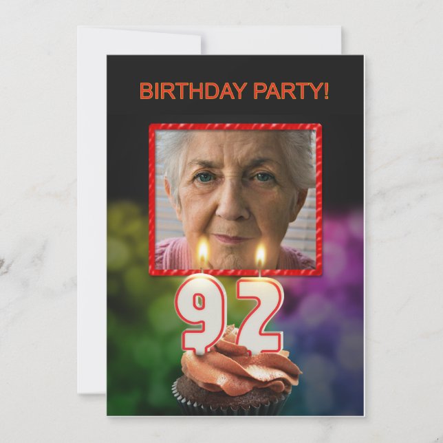 Add a picture, 92nd Birthday party Invitation (Front)
