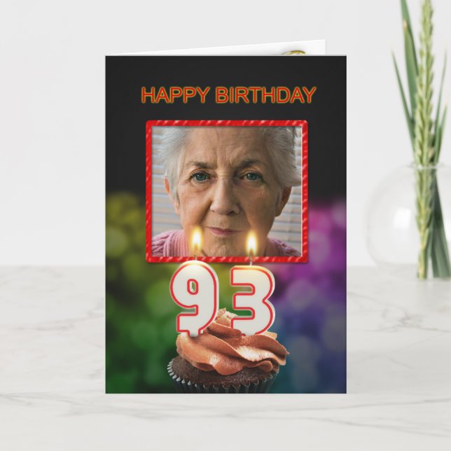 Add a picture, 93rd Birthday card with Candles (Front)