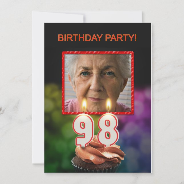 Add a picture, 98th Birthday party Invitation (Front)