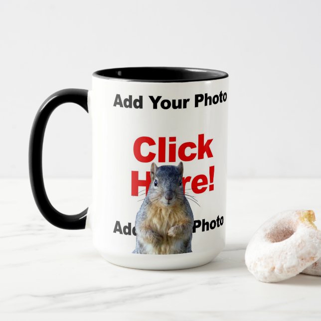 Add A Squirrel Custom Photo Mug (With Donut)