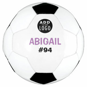 Add A Team Logo Personalized Kids Purple & White Soccer Ball