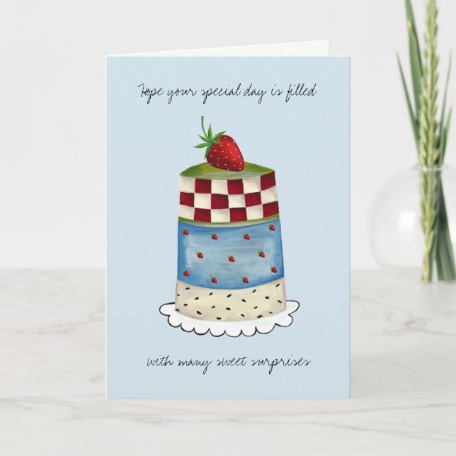 Add Any Age Sweet Surprises Cake Birthday Greeting Card (Front)