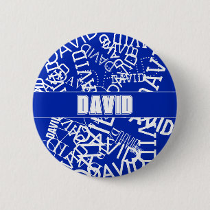 Add any name, name collage In blue & white 2 Inch Round Button