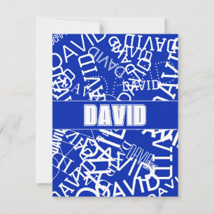 Add any name, name collage In blue & white Card