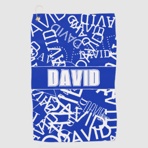 Add any name, name collage In blue & white Golf Towel