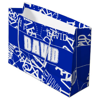 Add any name, name collage In blue & white Large Gift Bag