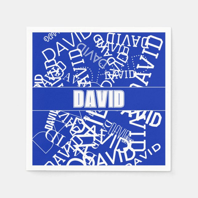 Add any name, name collage In blue & white Napkin (Front)