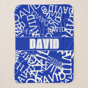 Add any name, name collage In blue & white Sherpa Blanket