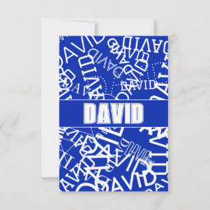 Add any name, name collage In blue & white Thank You Card