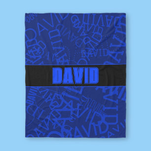 Add any name, name collage In navy blue Fleece Blanket