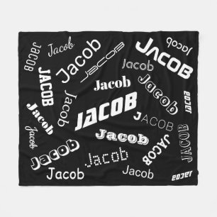 Add Any Name or Word   Black & White Fleece Blanket