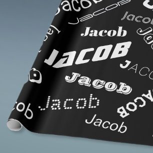 Add Any Name or Word Black & White Wrapping Paper