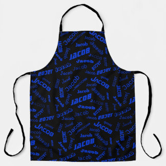 Add Any Name or Word | Blue & Black Apron