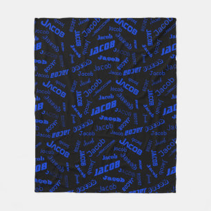 Add Any Name or Word Blue & Black Fleece Blanket