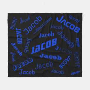 Add Any Name or Word   Blue & Black Fleece Blanket