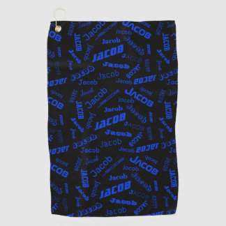 Add Any Name or Word | Blue & Black Golf Towel