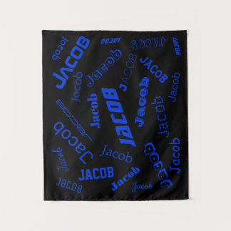 Add Any Name or Word | Blue & Black Tapestry