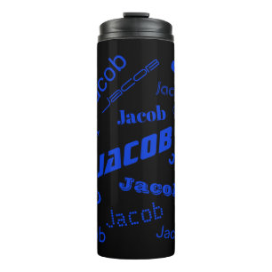 Add Any Name or Word Blue & Black Thermal Tumbler
