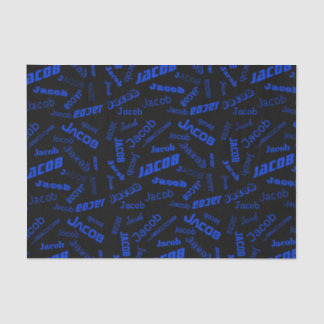 Add Any Name or Word | Blue & Black Tissue Paper