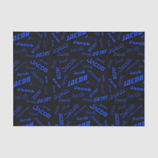 Add Any Name or Word | Blue & Black Tissue Paper (Front)