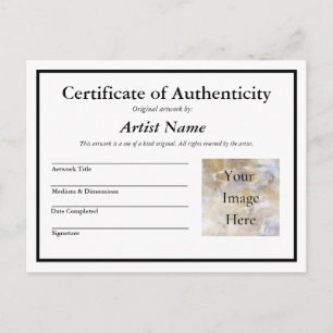 Add Art Photo Certificate of Authenticity Postcard