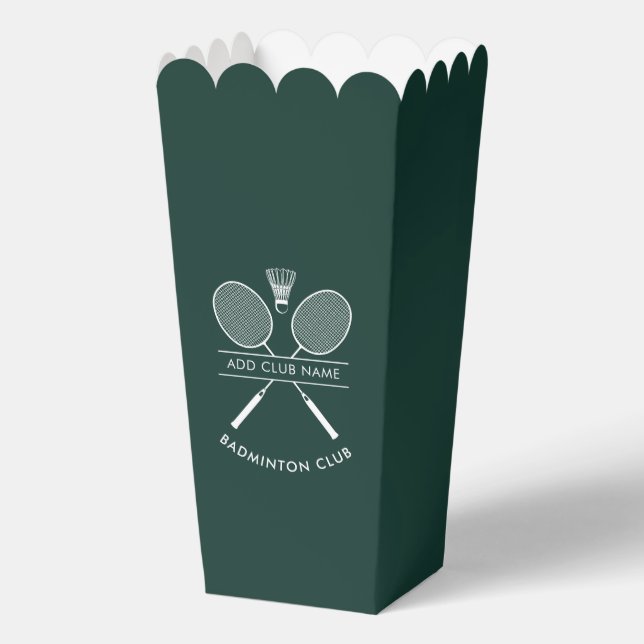 Add Badminton Club Name Rackets Icon Custom Green Favor Box (Back)