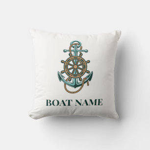 Add Boat Name Nautical Anchor Sailing Throw Pillow