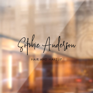 Add Brand Name Trendy Modern Script Custom Color Window Cling