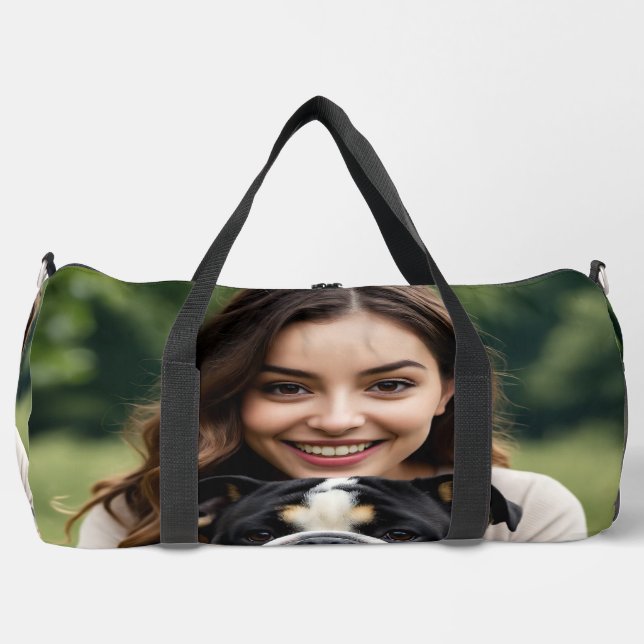 Add Bulldog Photo Personalize Customize Duffle Bag (Front)