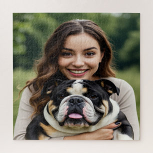 Add Bulldog Photo Personalize Customize Jigsaw Puzzle