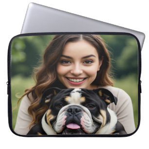 Add Bulldog Photo Personalize Customize Laptop Sleeve
