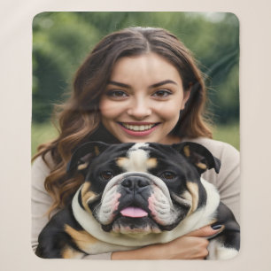 Add Bulldog Photo Personalize Customize Sherpa Blanket