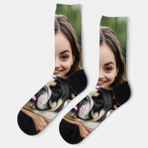 Add Bulldog Photo Personalize Customize Socks