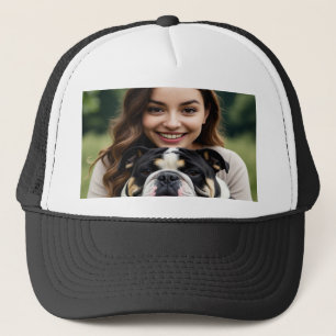 Add Bulldog Photo Personalize Customize Trucker Hat