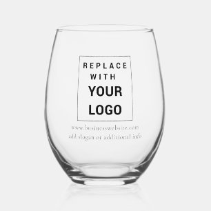 Add Business and Brand Logo Company Promotional Stemless Wine Glass